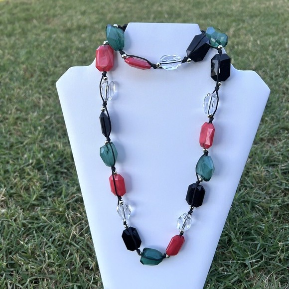 Unbranded Jewelry - Long Chunky Multicolor Necklace Large Necklace 32" + 3 ext.